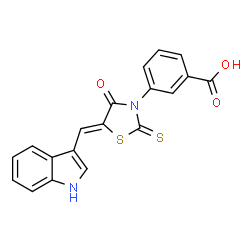 3-[(5Z)-5-(1H-indol-3-ylmethylidene)-4-oxo-2-thioxo-1,3-thiazolidin-3-yl]benzoic acid Structure