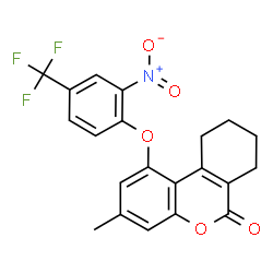 3-methyl-1-[2-nitro-4-(trifluoromethyl)phenoxy]-7,8,9,10-tetrahydrobenzo[c]chromen-6-one structure