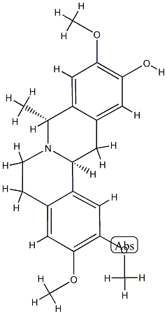 [8R,(-)]-5,8,13,13aα-Tetrahydro-2,3,10-trimethoxy-8α-methyl-6H-dibenzo[a,g]quinolizine-11-ol结构式