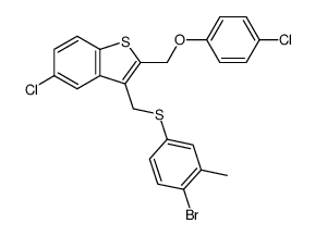 3-(4-Bromo-3-methyl-phenylsulfanylmethyl)-5-chloro-2-(4-chloro-phenoxymethyl)-benzo[b]thiophene结构式