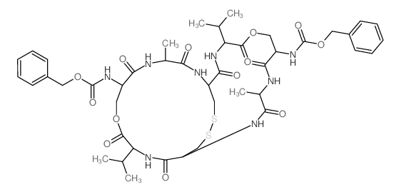 benzyl N-(11,24-dimethyl-2,5,9,12,15,18,22,25-octaoxo-8-phenylmethoxycarbonylamino-4,17-dipropan-2-yl-6,19-dioxa-28,29-dithia-3,10,13,16,23,26-hexazabicyclo[12.12.4]triacont-21-yl)carbamate structure