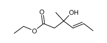 (+/-)-3-hydroxy-3-methyl-hex-4t-enoic acid ethyl ester Structure