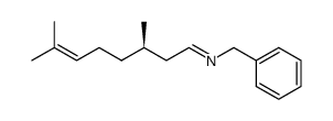 Benzyl-[(R)-3,7-dimethyl-oct-6-en-(E)-ylidene]-amine结构式