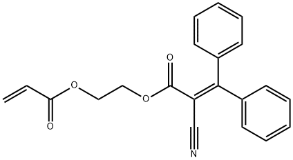 2-(2-cyano-3,3-diphenylacryloxy) ethyl acrylate structure