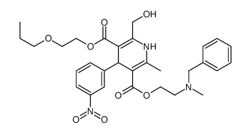 2-propoxyethyl 2-(benzyl-methyl-amino)ethyl 2-(hydroxymethyl)-6-methyl-4-(3-nitrophenyl)-1,4-dihydropyridine-3,5-dicarboxylate structure