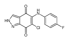 6-chloro-5-(4-fluoroanilino)-1H-indazole-4,7-dione结构式