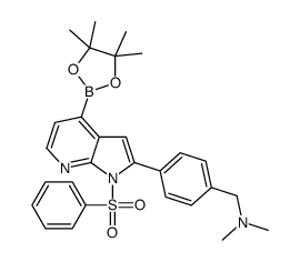 BENZENEMETHANAMINE, N,N-DIMETHYL-4-[1-(PHENYLSULFONYL)-4-(4,4,5,5-TETRAMETHYL-1,3,2-DIOXABOROLAN-2-YL)-1H-PYRROLO[2,3-B]PYRIDIN-2-YL]- picture