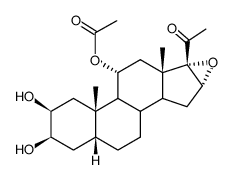 2β,3β,11α-Trihydroxy-16α,17α-epoxy-5β-pregnan-20-on-11-acetat结构式