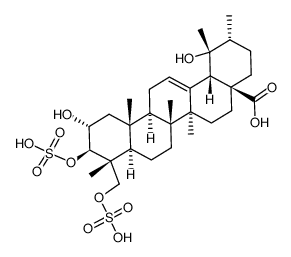 3,23-disulfate ester of 2α,3β,19α,23-tetrahydroxyurs-12-en-28-oic acid结构式