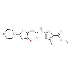 ethyl 3-methyl-5-({[2-(morpholin-4-yl)-4-oxo-4,5-dihydro-1,3-thiazol-5-yl]acetyl}amino)thiophene-2-carboxylate structure