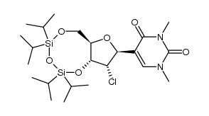 2'-Chloro-2'-deoxy-3',5'-O-(1,1,3,3-tetraisopropyldisiloxanyl)-1,3-dimethyl-ψ-uridine结构式
