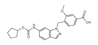 4-[6-(Cyclopentyloxycarbonyl)-aminoindazol-1-ylmethyl]-3-methoxybenzoic acid Structure