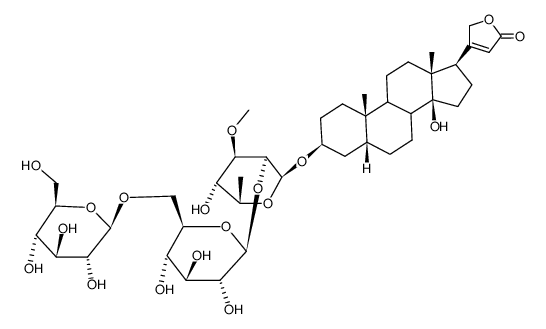 3β-[[2-O-(6-O-β-D-Glucopyranosyl-β-D-glucopyranosyl)-6-deoxy-3-O-methyl-α-L-glucopyranosyl]oxy]-14-hydroxy-5β,14β-card-20(22)-enolide Structure
