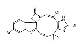 (4E,10Z,16bS)-5-Chloro-7,14-dibromo-9,9-dimethyl-1,2,6,9-tetrahydroazete[1',2':1,2]imidazo[4',5':7,8]azecino[3,2-b]indole-2-one structure