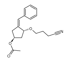 (1S,4R,Z)-3-benzylidene-4-(3-cyanopropoxy)cyclopentyl acetate Structure