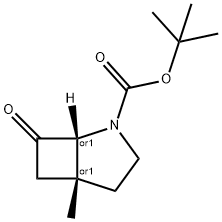 cis-5-Methyl-7-oxo-2-aza-bicyclo[3.2.0]heptane-2-carboxylic acid tert-butyl ester结构式