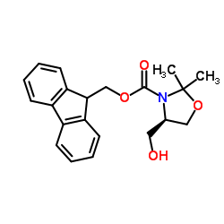 9H-Fluoren-9-ylmethyl (4R)-4-(hydroxymethyl)-2,2-dimethyl-1,3-oxazolidine-3-carboxylate结构式