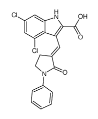 5-(E)-4,6-Dichloro-3-(2-oxo-1-phenylpyrrolidin-3-ylidenemethyl)-1H-indole-2-carboxylic acid sodium salt Structure