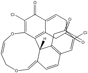 (R)-2,10-Dichloro-5H-dinaphtho[2,1-g:1,2-i] [1,5]dioxacycloundecin-3,6,9(7H)-trione结构式