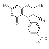 4H,5H-Pyrano[4,3-b]pyran-3-carbonitrile, 2-amino-7-methyl-4-(4-nitrophenyl)-5-oxo- (en)结构式