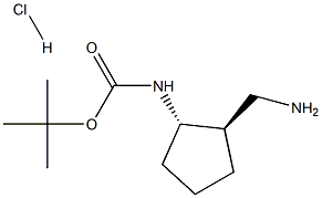 tert-butyl ((1S,2R)-2-(aminomethyl)cyclopentyl)carbamate hydrochloride structure