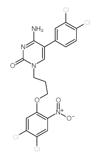 4-amino-1-[3-(4,5-dichloro-2-nitro-phenoxy)propyl]-5-(3,4-dichlorophenyl)pyrimidin-2-one structure