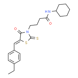 (Z)-N-cyclohexyl-4-(5-(4-ethylbenzylidene)-4-oxo-2-thioxothiazolidin-3-yl)butanamide结构式