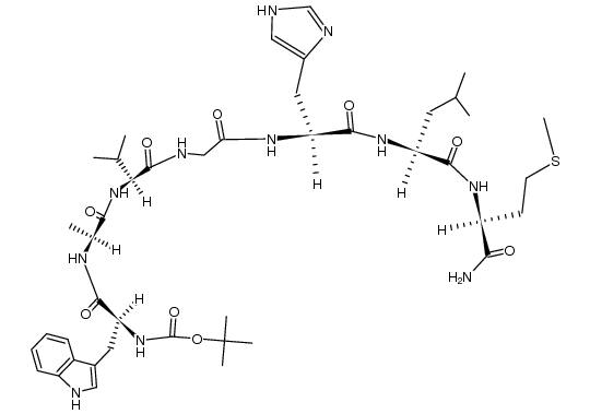 Boc-Trp-Ala-Val-Gly-His-Leu-Met-NH2结构式