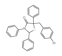 4-Thiazolidinone,5-[(4-bromophenyl)methyl]-2,3,5-triphenyl- Structure