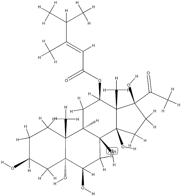 (17S)-12β-[(3,4-Dimethyl-1-oxo-2-pentenyl)oxy]-3β,5,6β,8,14β,17-hexahydroxy-5α-pregnan-20-one结构式