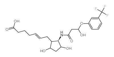 7-(N-(2R-hydroxy-2-(3-trifluoromethylphenyloxy)ethylcarbonyl)-2-amino- 3,5-dihydroxycyclopentyl)-5-heptenoic acid结构式