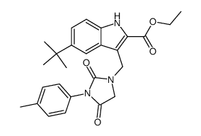 5-tert-butyl-3-{[2,4-dioxo-3-(4-methylphenyl)-1-imidazolidinyl]methyl}-1H-indole-2-carboxylic acid ethyl ester结构式