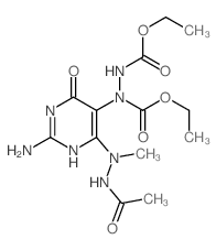 1,2-Hydrazinedicarboxylicacid,1-[4-(2-acetyl-1-methylhydrazinyl)-2-amino-1,6-dihydro-6-oxo-5-pyrimidinyl]-,1,2-diethyl ester picture