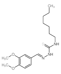 1-[(3,4-dimethoxyphenyl)methylideneamino]-3-heptyl-thiourea结构式