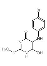 5-[(4-bromophenyl)amino]-6-hydroxy-2-methylsulfanyl-3H-pyrimidin-4-one structure