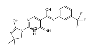 4-amino-2-(4,4-dimethyl-2-oxoimidazolidin-1-yl)-N-[3-(trifluoromethyl)phenyl]pyrimidine-5-carboxamide,hydrochloride结构式