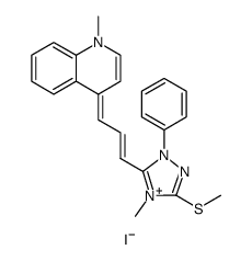 4H-1,2,4-Triazolium, 4-methyl-5-[3-(1-methyl-4(1H)-quinolinylidene)-1-propen-1-yl]-3-(methylthio)-1-phenyl-, iodide Structure