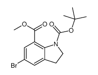 1H-Indole-1,7-dicarboxylic acid, 5-bromo-2,3-dihydro-, 1-(1,1-dimethylethyl) 7-Methyl ester structure