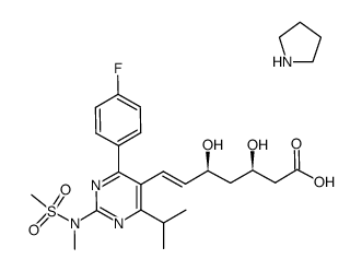 (+)-7-[4-(4-fluorophenyl)-6-isopropyl-2-(N-methyl-N-methylsulfonylamino)pyrimidin-5-yl]-(3R,5S)-dihydroxy-(E)-heptenoic acid pyrrolidinium salt Structure