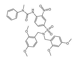 N,N-bis(2,4-dimethoxybenzyl)-4-(3-methyl-3-phenylureido)-3-nitrobenzenesulfonamide结构式