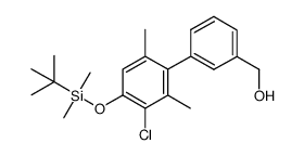 (4'-{[tert-butyl(dimethyl)silyl]oxy}-3'-chloro-2',6'-dimethylbiphenyl-3-yl)methanol结构式