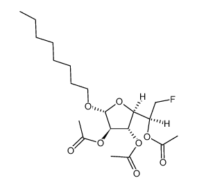 n-octyl 2,3,5-tri-O-acetyl-6-deoxy-6-fluoro-β-D-galactofuranoside结构式