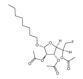 n-octyl 2,3,5-tri-O-acetyl-6-deoxy-6-fluoro-β-D-galactofuranoside Structure