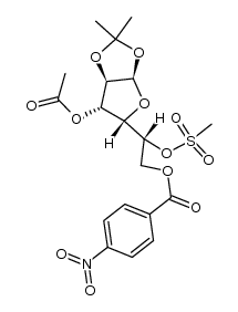 3-O-acetyl-1,2-O-isopropylidene-5-O-methylsulfonyl-6-O-(p-nitrobenzoyl)-D-glucofuranose Structure