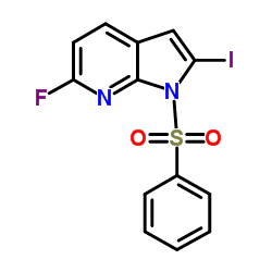 1-(Phenylsulphonyl)-6-fluoro-2-iodo-7-azaindole结构式