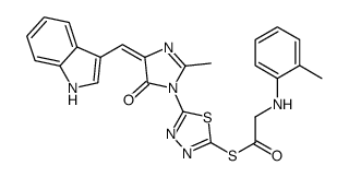 (5E)-5-(1H-indol-3-ylmethylidene)-2-methyl-3-[5-[2-[(2-methylphenyl)am ino]acetyl]sulfanyl-1,3,4-thiadiazol-2-yl]imidazol-4-one picture