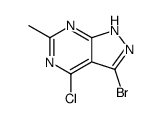3-Bromo-4-chloro-6-methyl-1H-pyrazolo[3,4-d]pyrimidine结构式