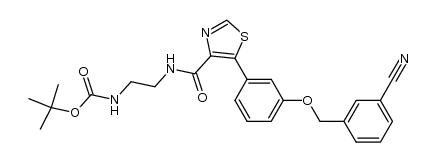 t-butyl [2-(5-(3-[(3-cyanobenzyl)oxy]phenyl]-4-thiazolecarboxamido)ethyl]carbamate结构式