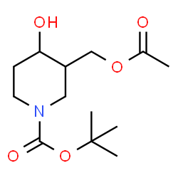 tert-butyl 3-(acetoxymethyl)-4-hydroxypiperidine-1-carboxylate结构式