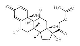 Pregna-1,4-diene-3,11,20-trione,21-(acetyloxy)-6-chloro-17-hydroxy-, (6a)- (9CI)结构式
